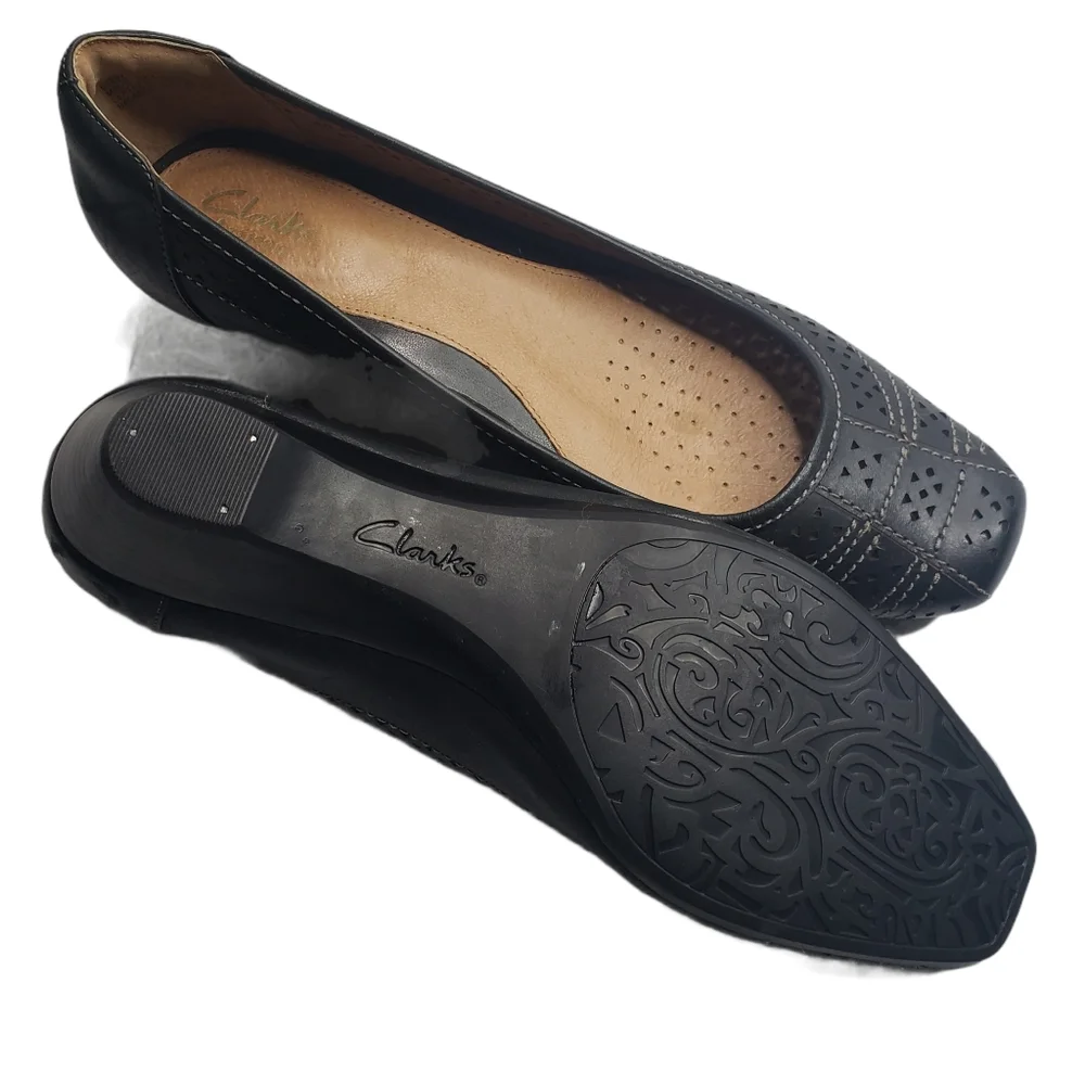 Clarks Ryla Castle Leather Comfort Heels 9.5W